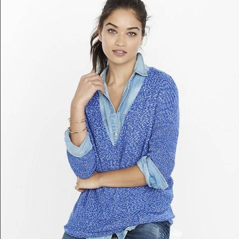 Express deep v-neck knit sweater